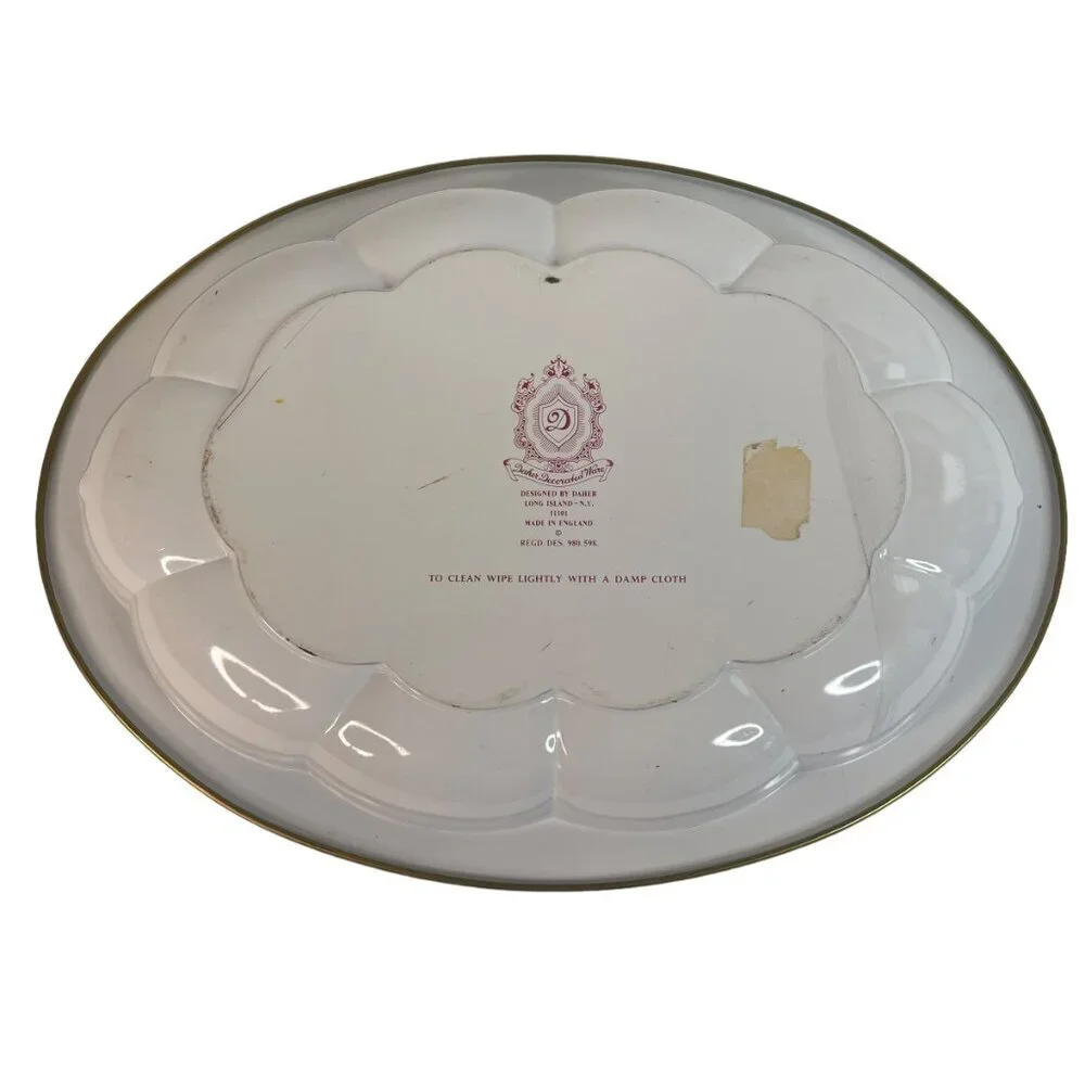 Vintage Daher Decorated Ware Strawberry Butterflies Sunflowers Oval Metal Tray